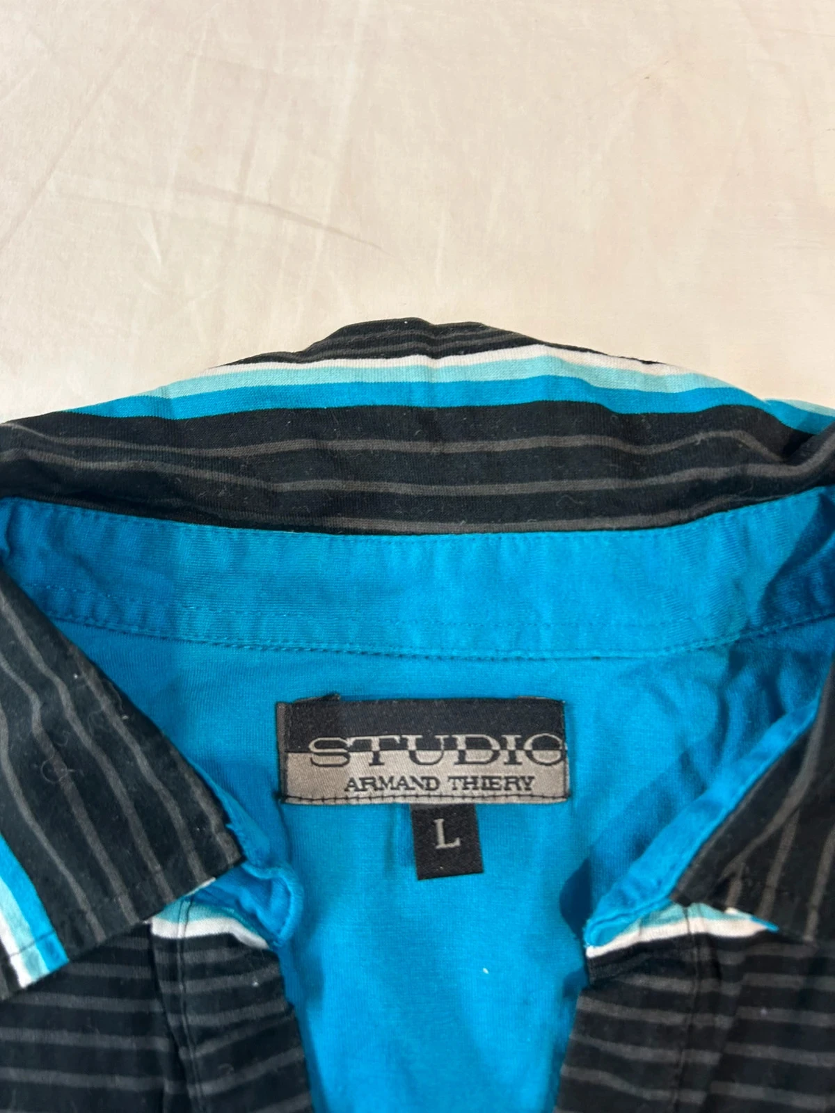 Zwart blauw gestreept polo van Armand Thiery maat L – photo 4